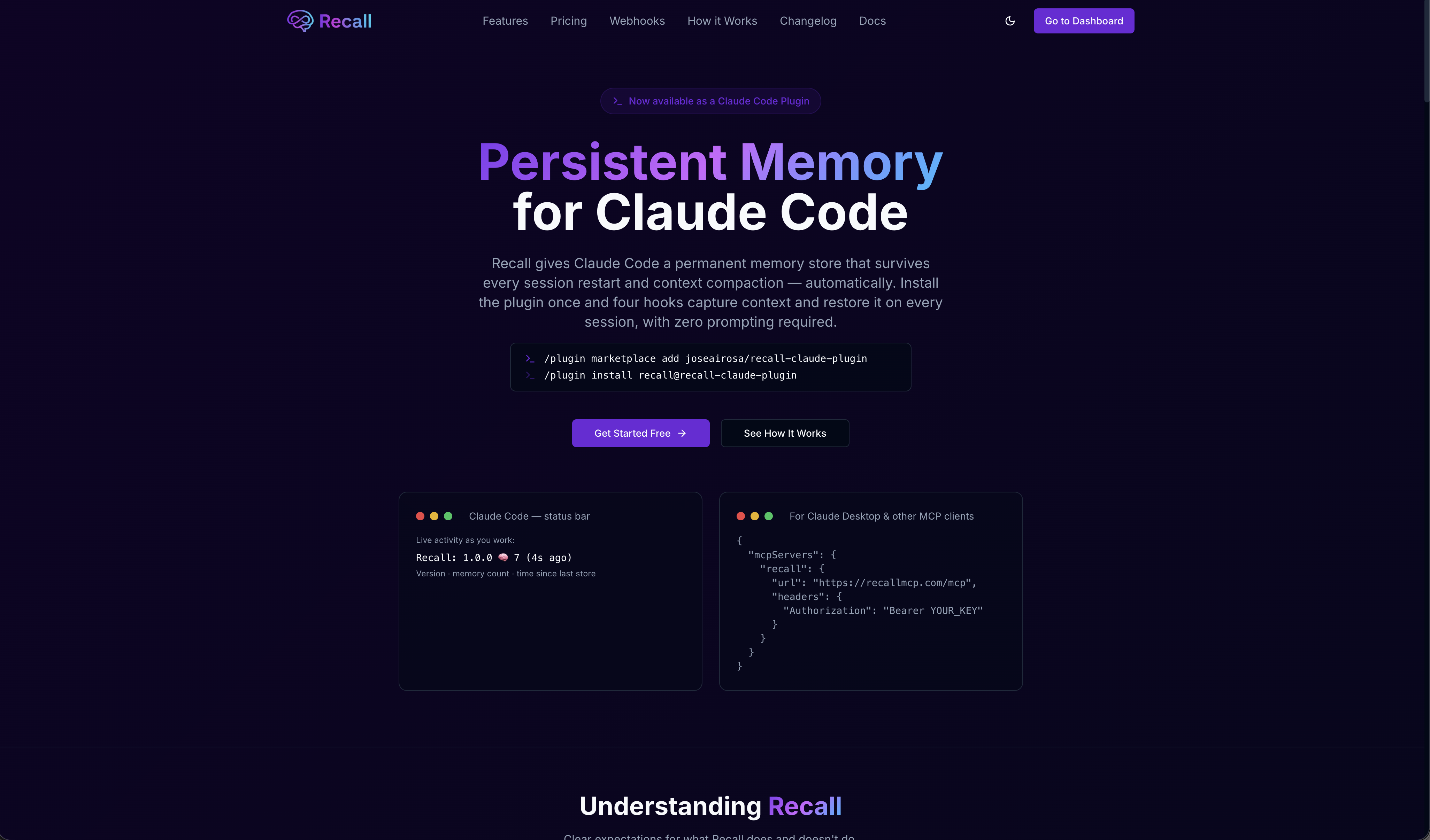 recallmcp.com - Main product screenshot demonstrating key features and user interface