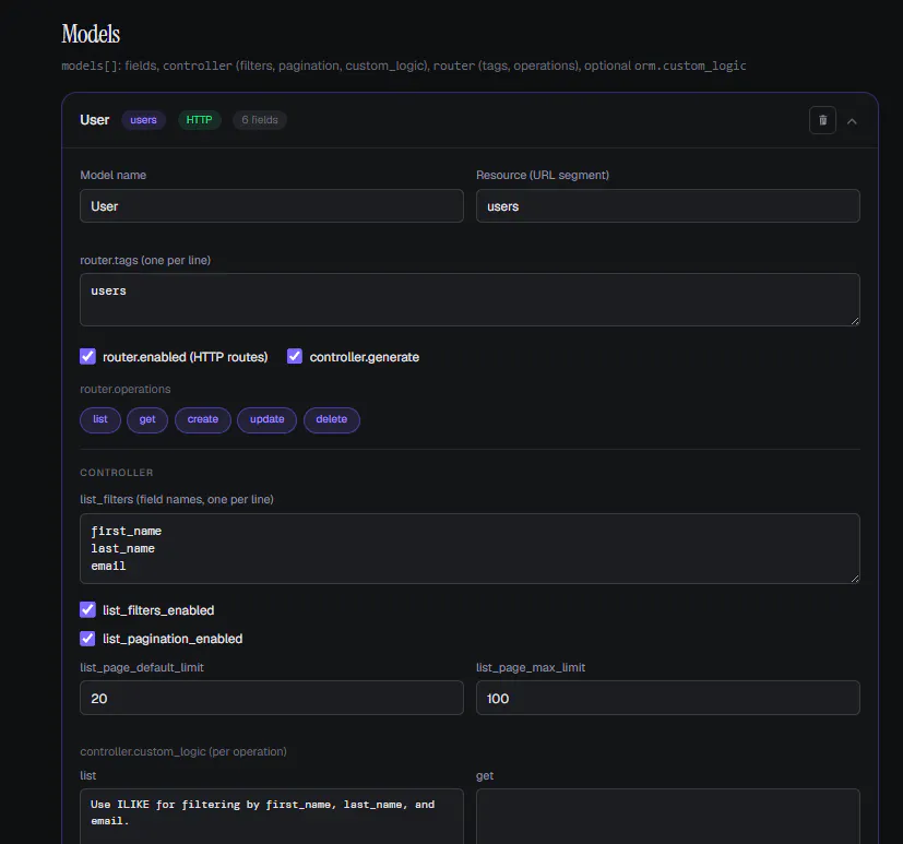 FastDev — API generator in minutes gallery image