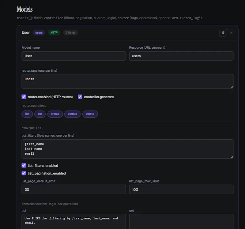 FastDev — API generator in minutes screenshot 3