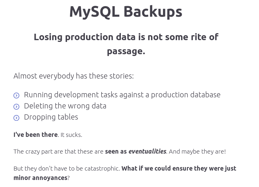 MySQL Backups gallery image