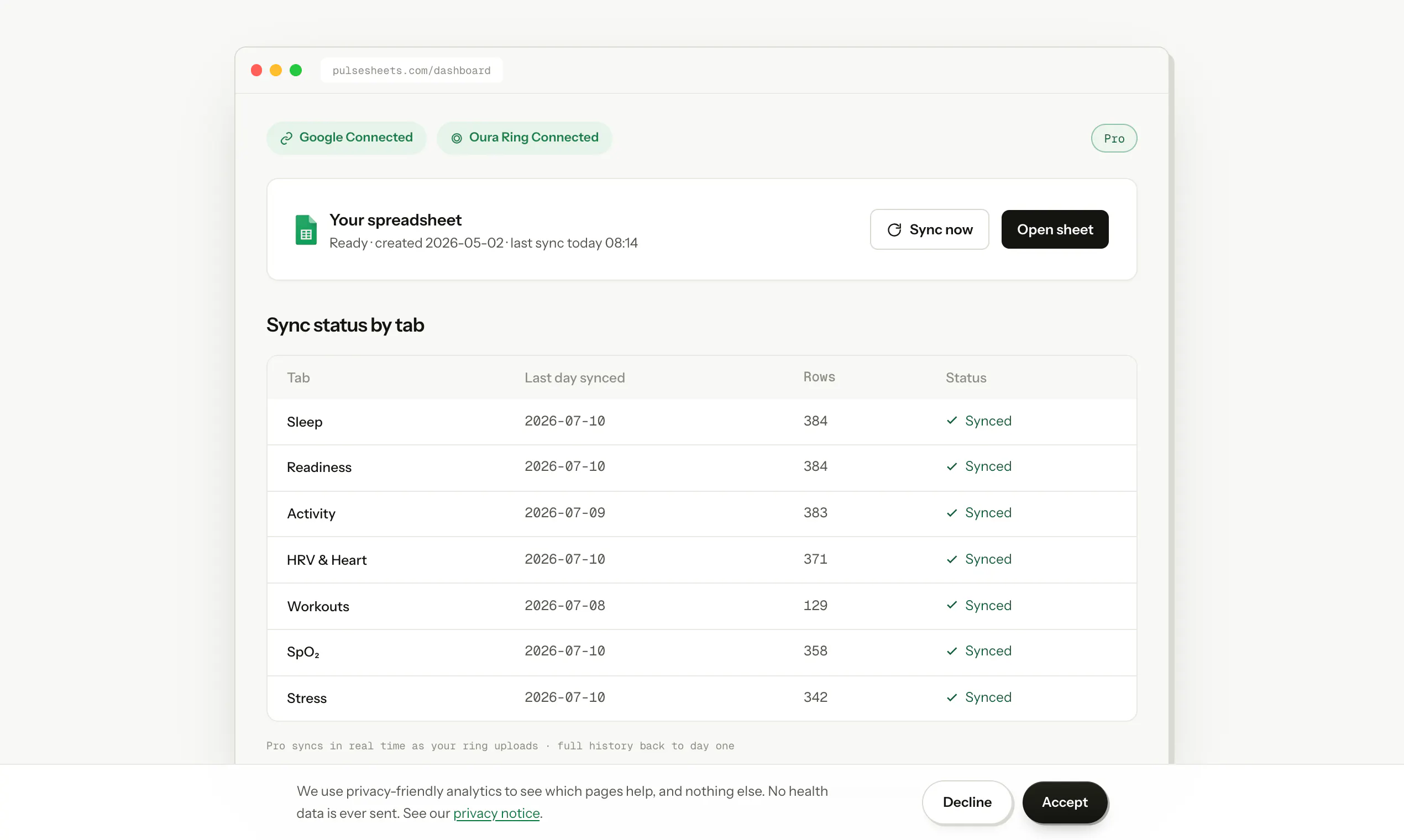 PulseSheets gallery image