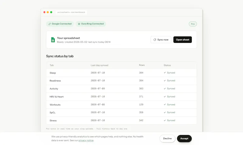 PulseSheets screenshot 1