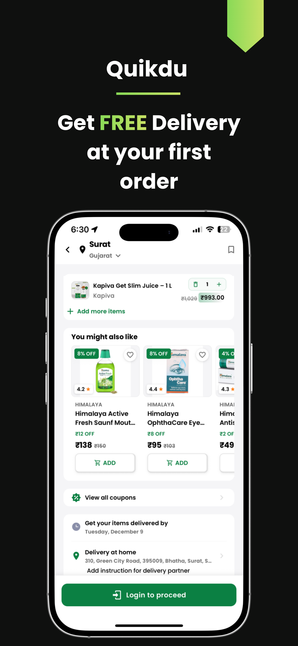Quikdu:Ayurveda Delivery app - Screenshot 3 showing product features and functionality