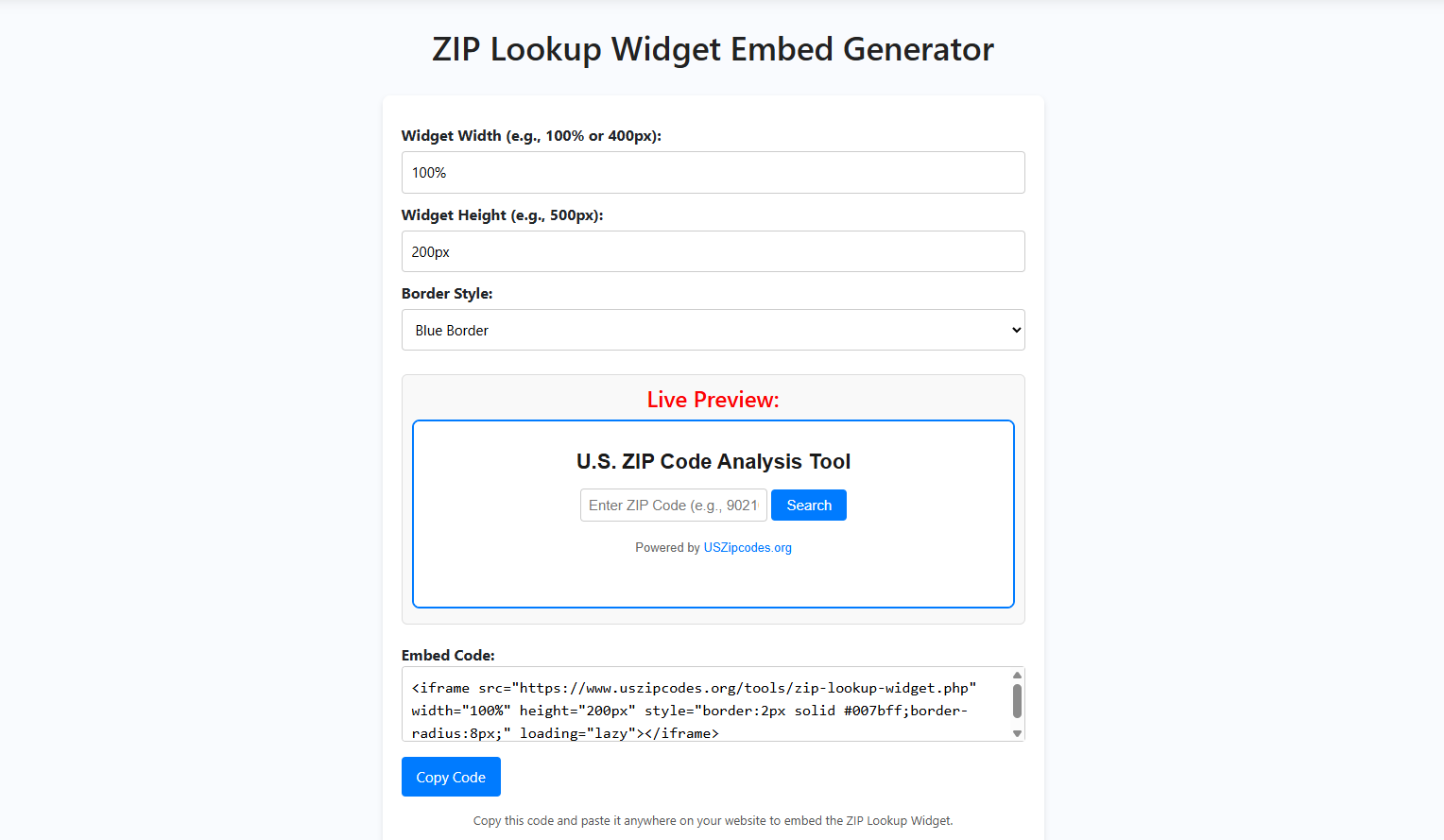 Free ZIP Lookup Widget gallery image