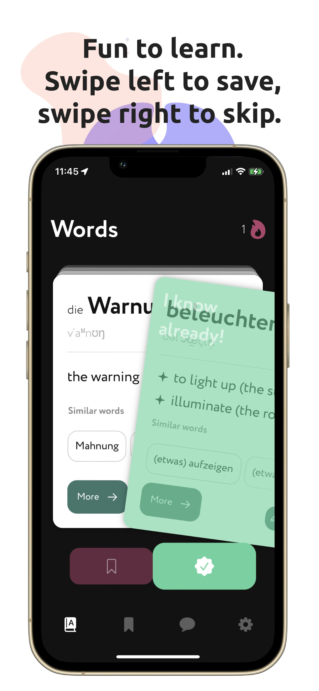 Média Dose de mots allemand - Swipe pour apprendre une nouvelle langue et pratiquer avec Chatgpt 2