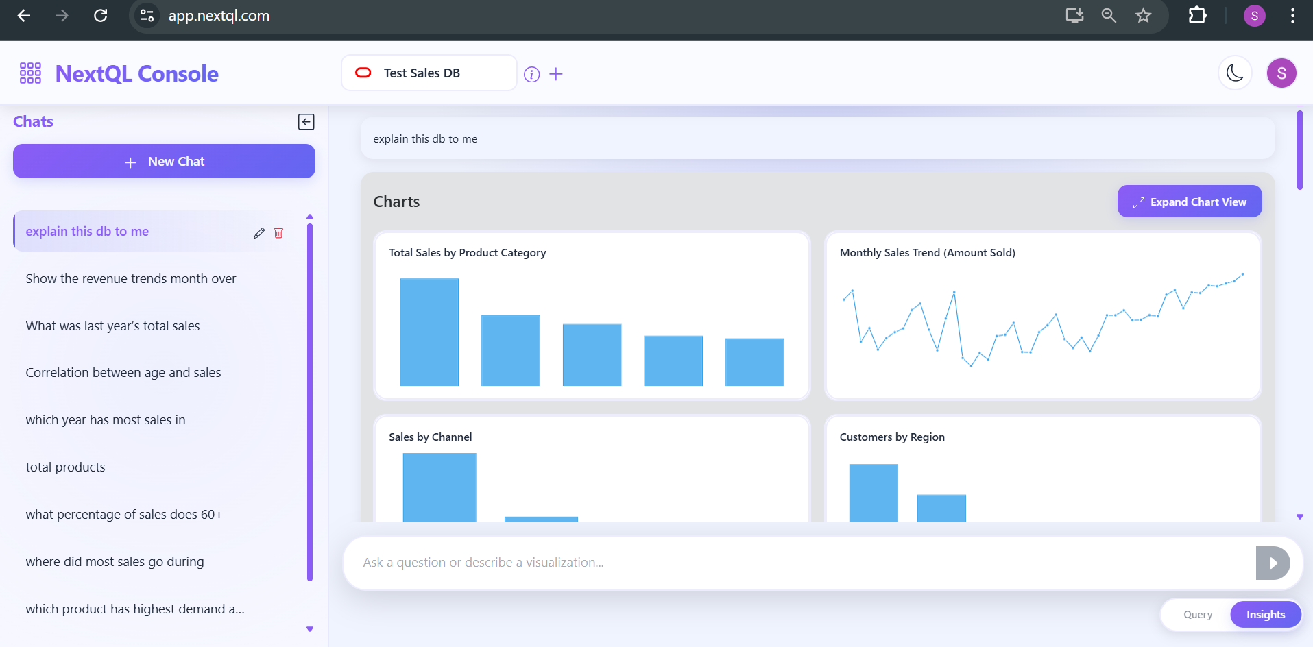 NextQL - Main product screenshot demonstrating key features and user interface