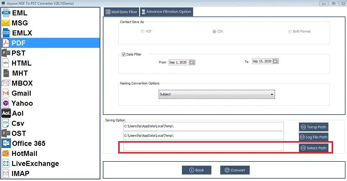 Note di loto convertitore NSF - Converti i file NSF in più formato file e client di posta elettronica media 7