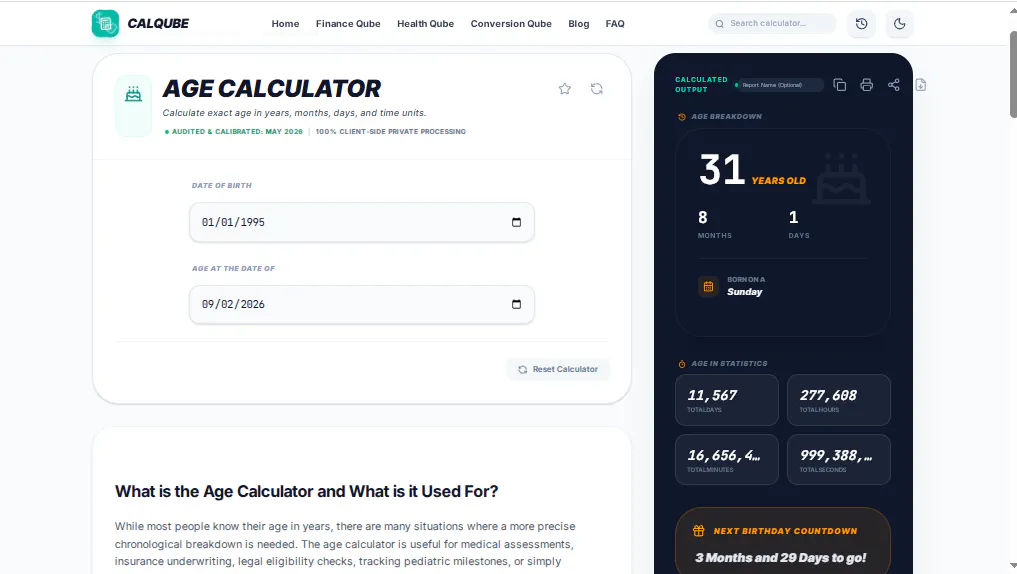 CalQube screenshot