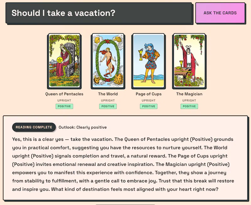 NowTarot: AI Tarot Chat LLM Reader. Free screenshot 1