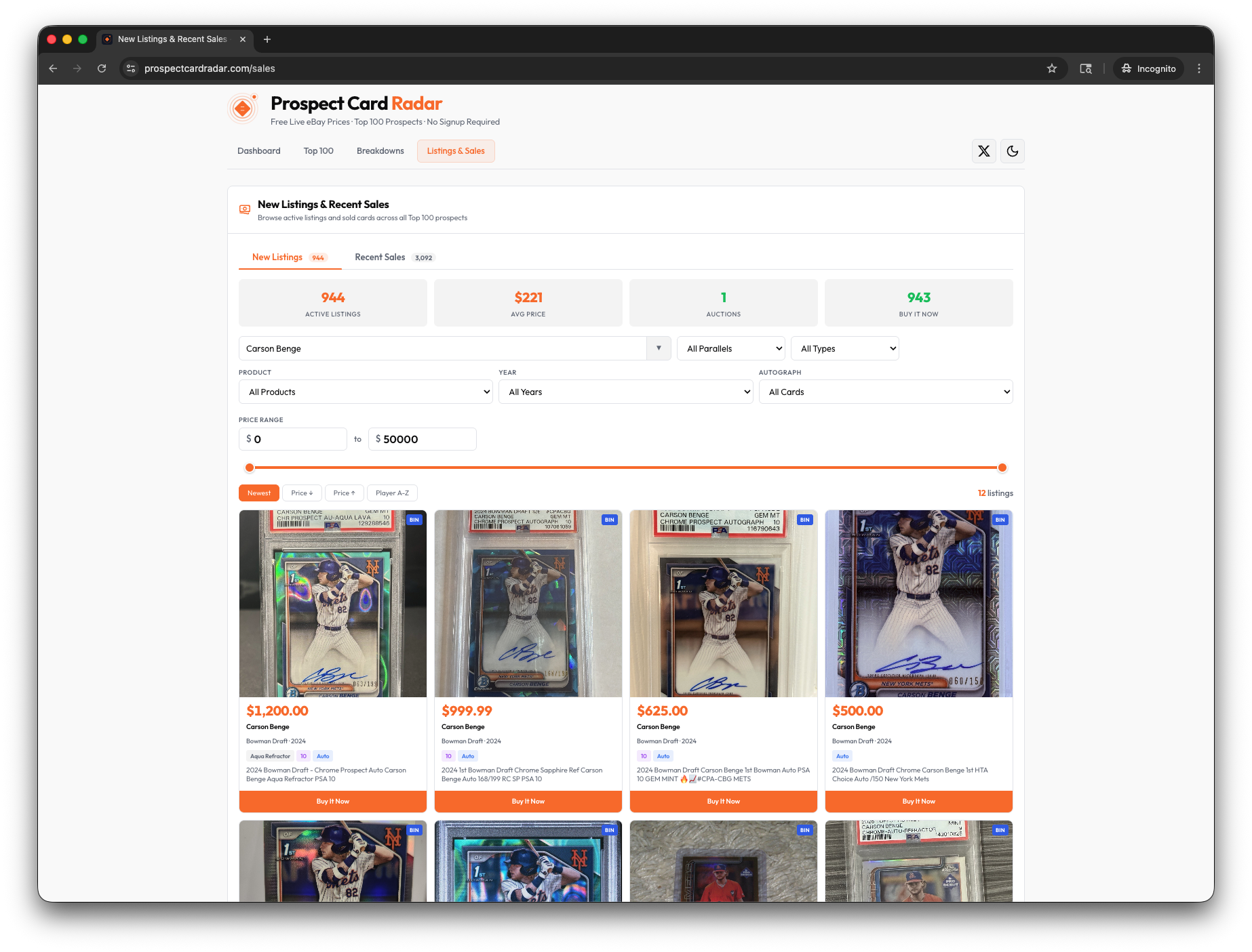 Prospect Card Radar gallery image