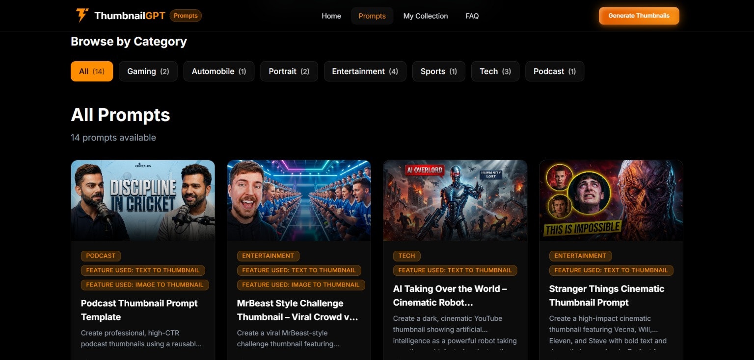 ThumbnailGPT Prompts gallery image