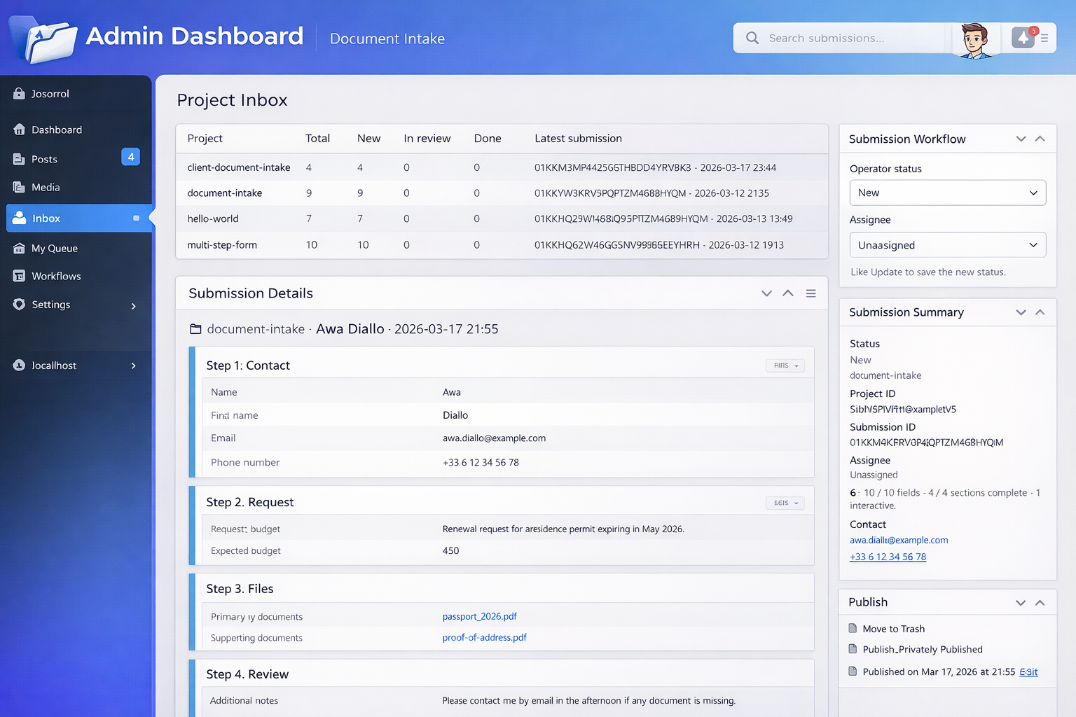 WordPress Client Intake — Simplified gallery image