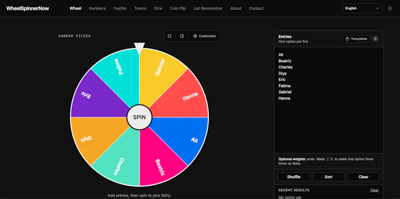 WheelSpinnerNow screenshot 1