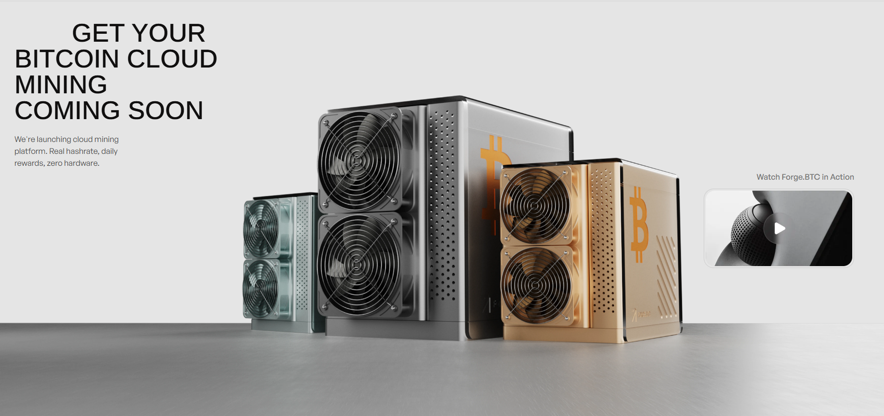 ForgeBTC — Cloud Bitcoin Mining Platform - Main product screenshot demonstrating key features and user interface