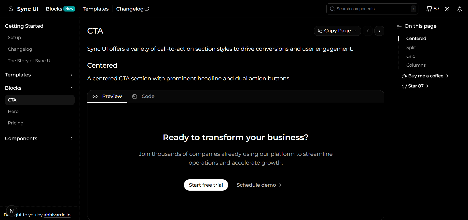 Sync UI Blocks - Screenshot 2 showing product features and functionality
