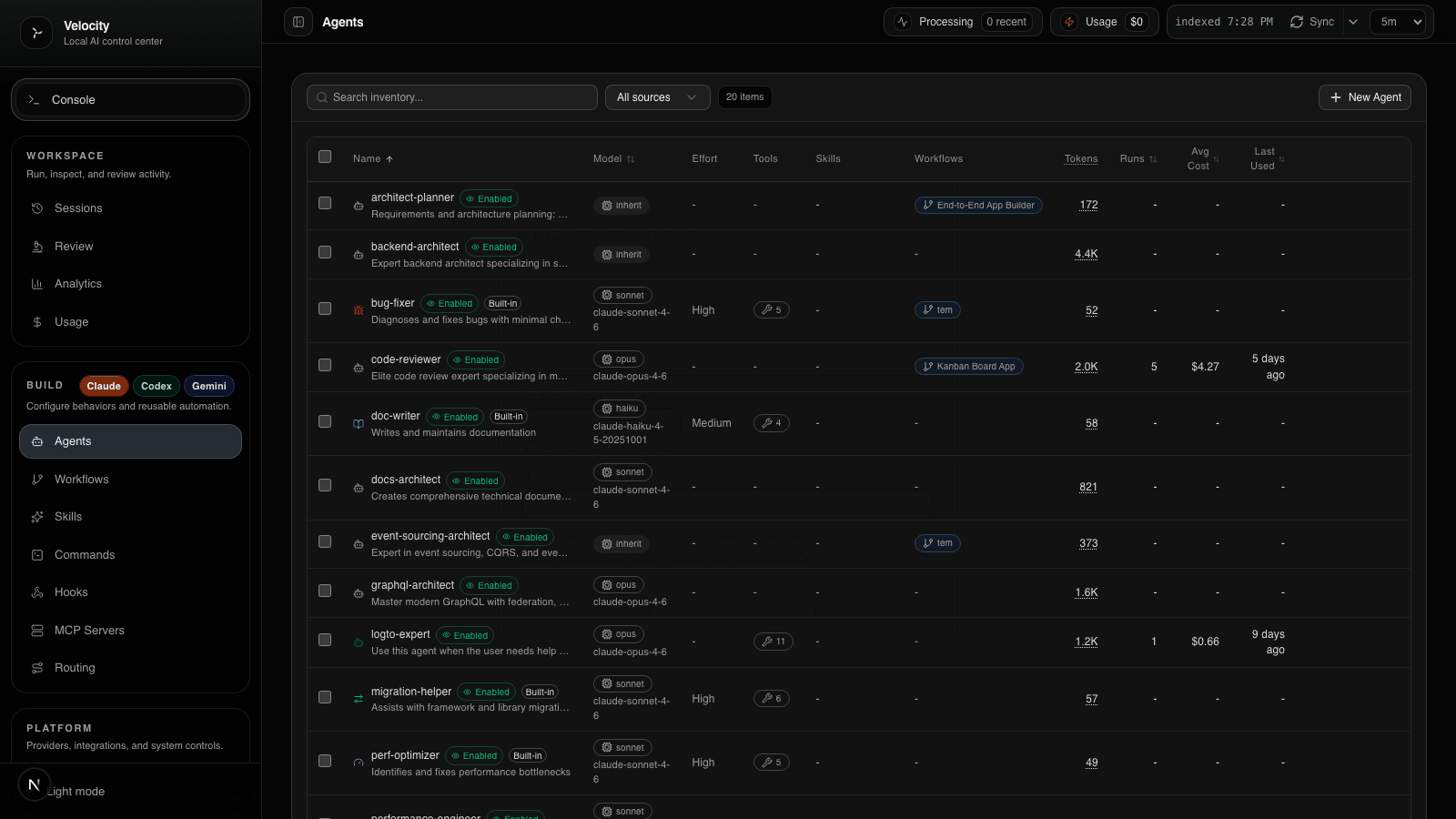 Velocity - Main product screenshot demonstrating key features and user interface