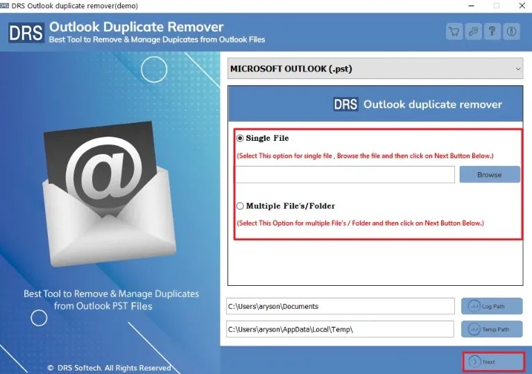 DRS Softech PST 중복 제거제 - Outlook 복제를 쉽고 안전하게 제거하십시오 미디어 3