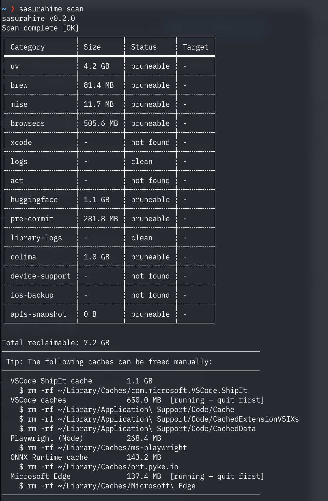 sasurahime — Cache Cleaner for Mac Dev gallery image