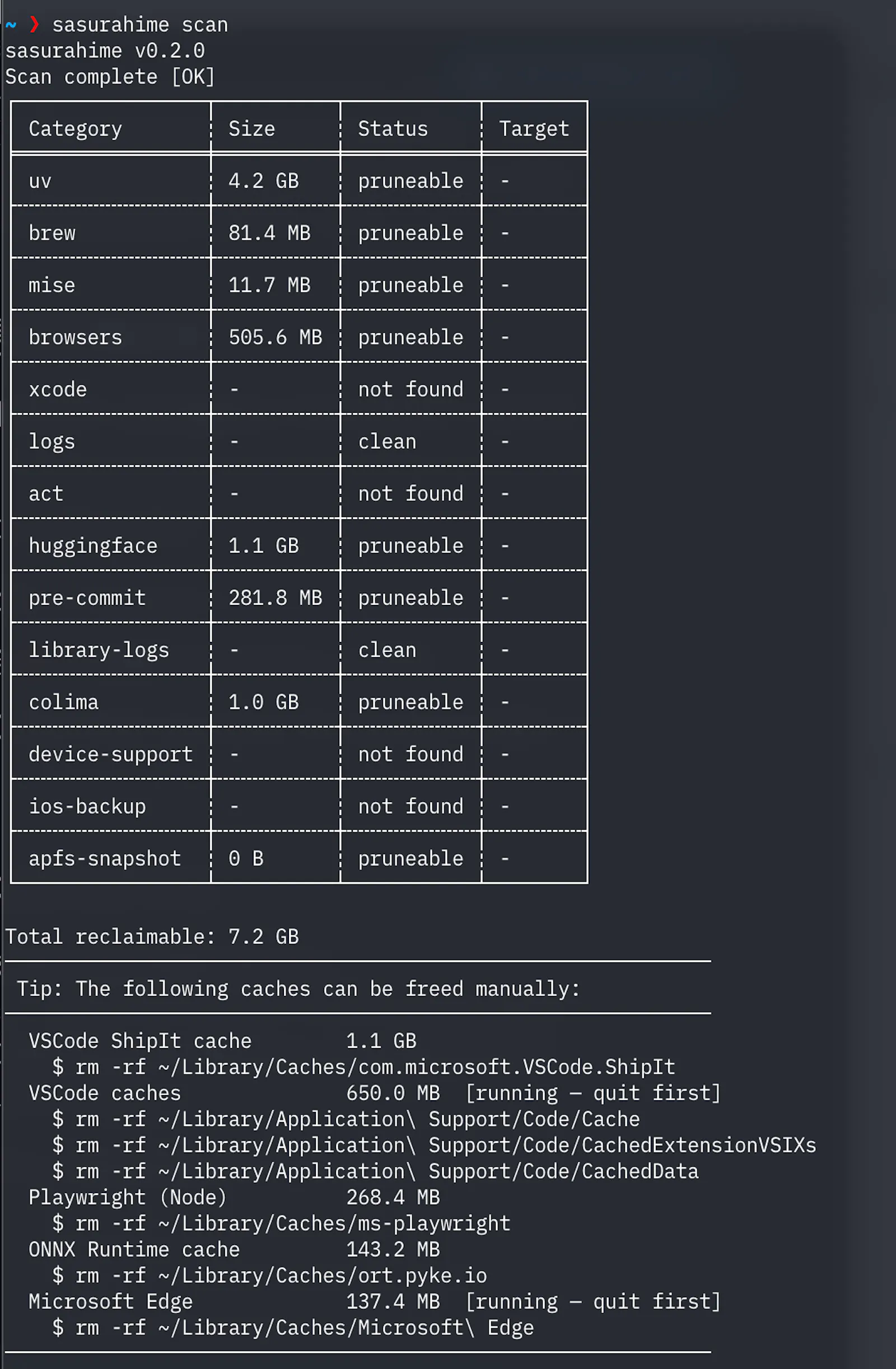 sasurahime — Cache Cleaner for Mac Dev screenshot 5