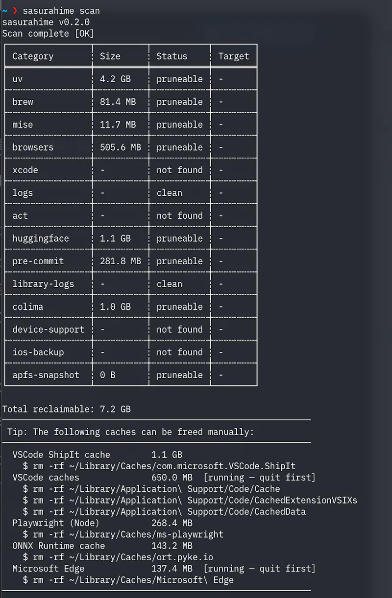 sasurahime — Cache Cleaner for Mac Dev screenshot 5