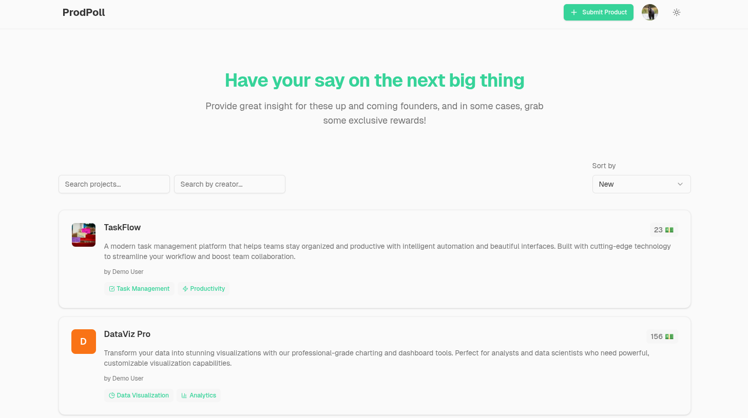 ProdPoll - Screenshot 2 showing product features and functionality