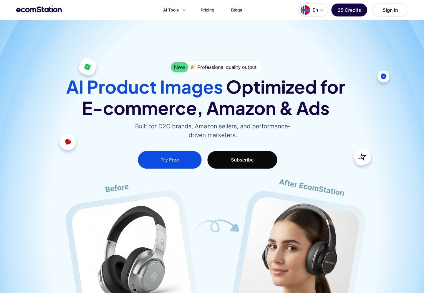 EcomStation AI Image for Ecommerce - Main product screenshot demonstrating key features and user interface