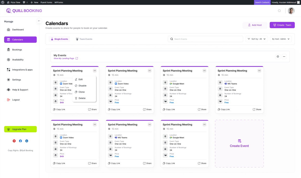 Mídia 3 de Reserva de Quill - Alternativa calendelly para WordPress