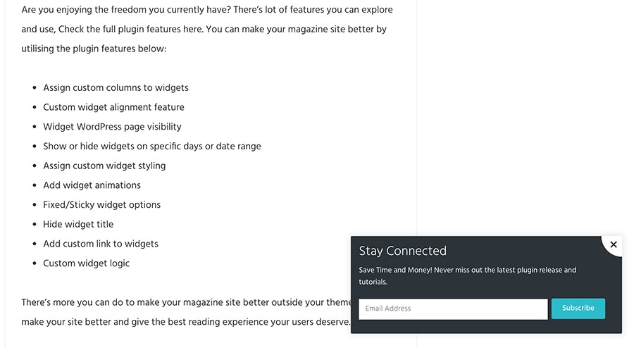 Widget Options for WordPress gallery image