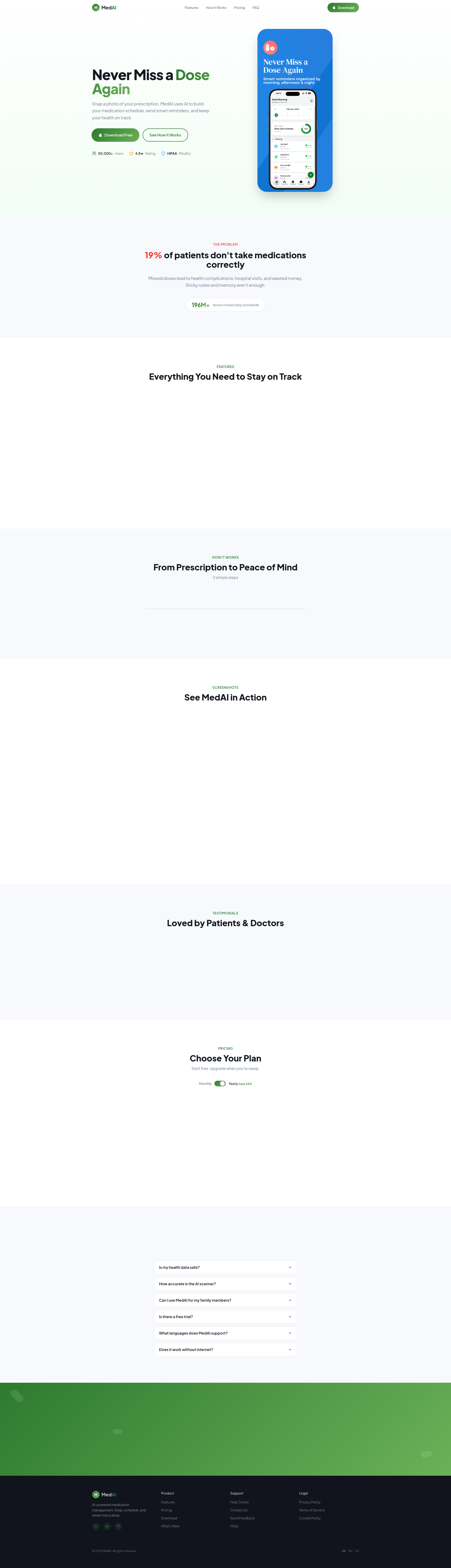 MedAI: Pill Reminder - Main product screenshot demonstrating key features and user interface