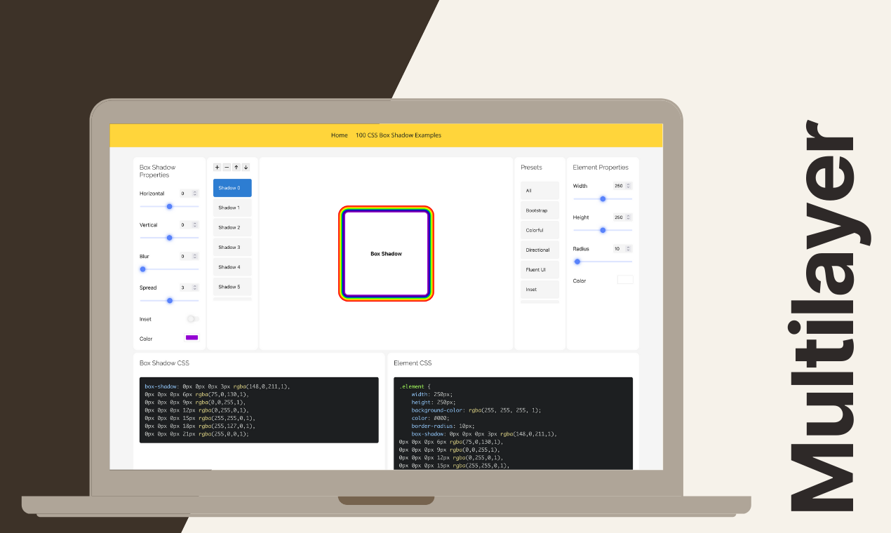 CSSボックスシャドウジェネレーター - CSSボックスシャドウを生成するための無料のオンラインツール。メディア3
