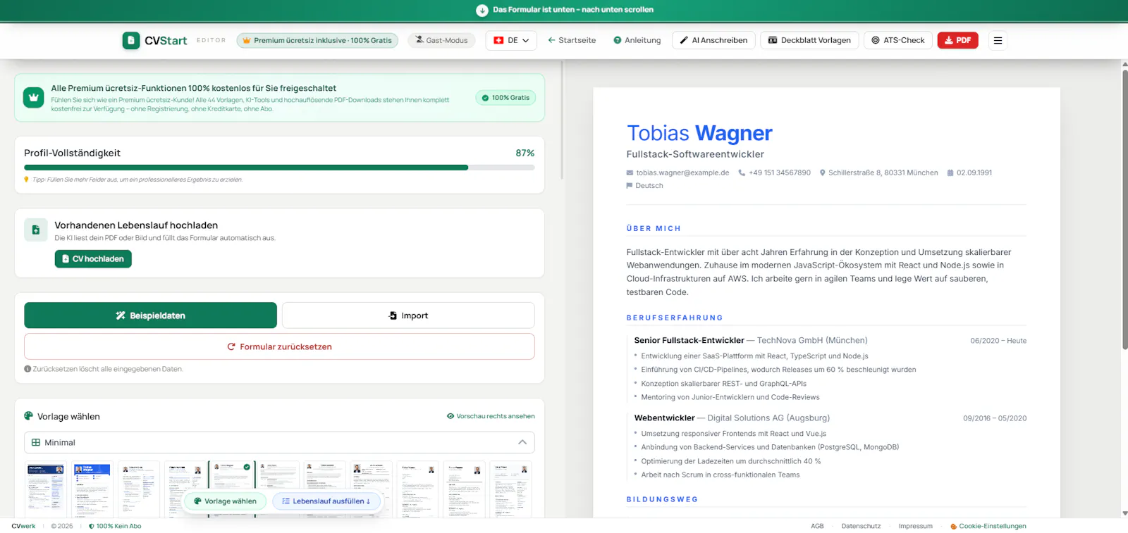 CVStart.ch screenshot 2