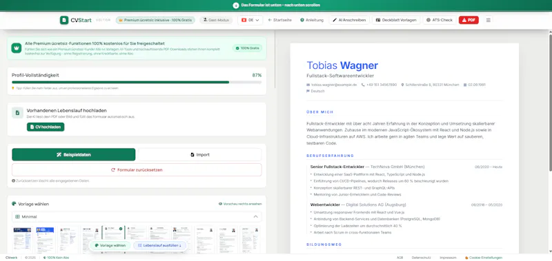 CVStart.ch screenshot 2