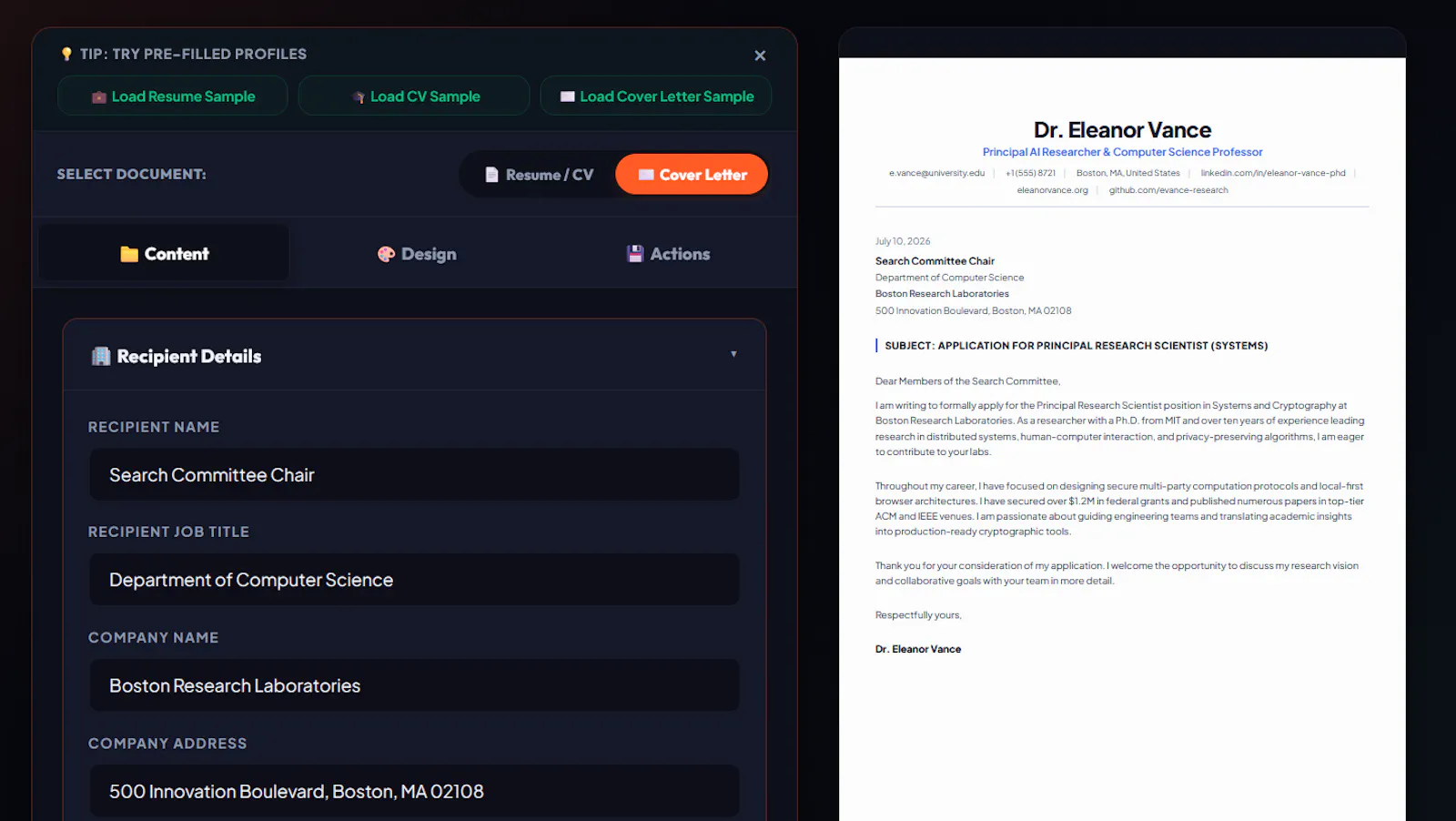 Free Resume, CV & Cover Letter Builder screenshot 2