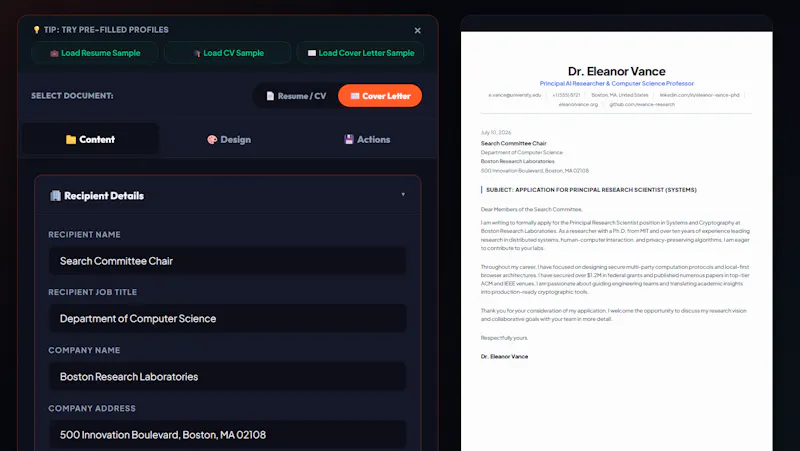 Free Resume, CV & Cover Letter Builder screenshot 2