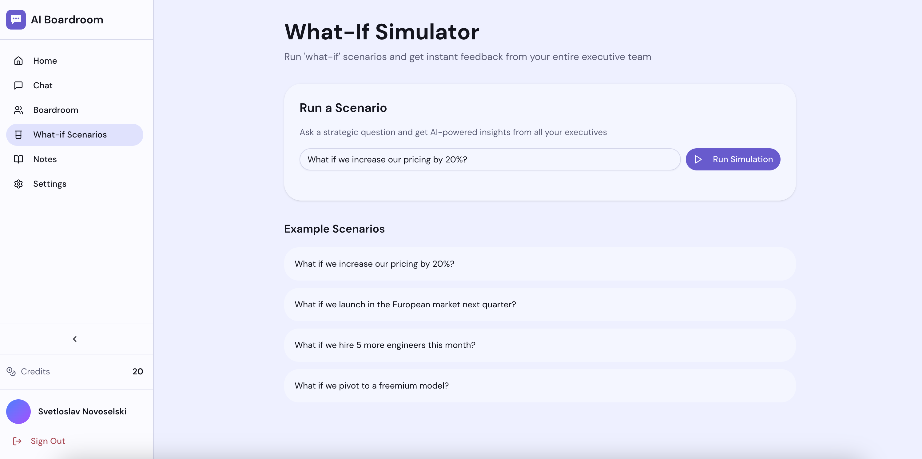 AI Boardroom - Screenshot 3 showing product features and functionality