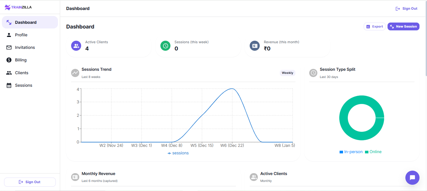 TrainZilla - Screenshot 2 showing product features and functionality