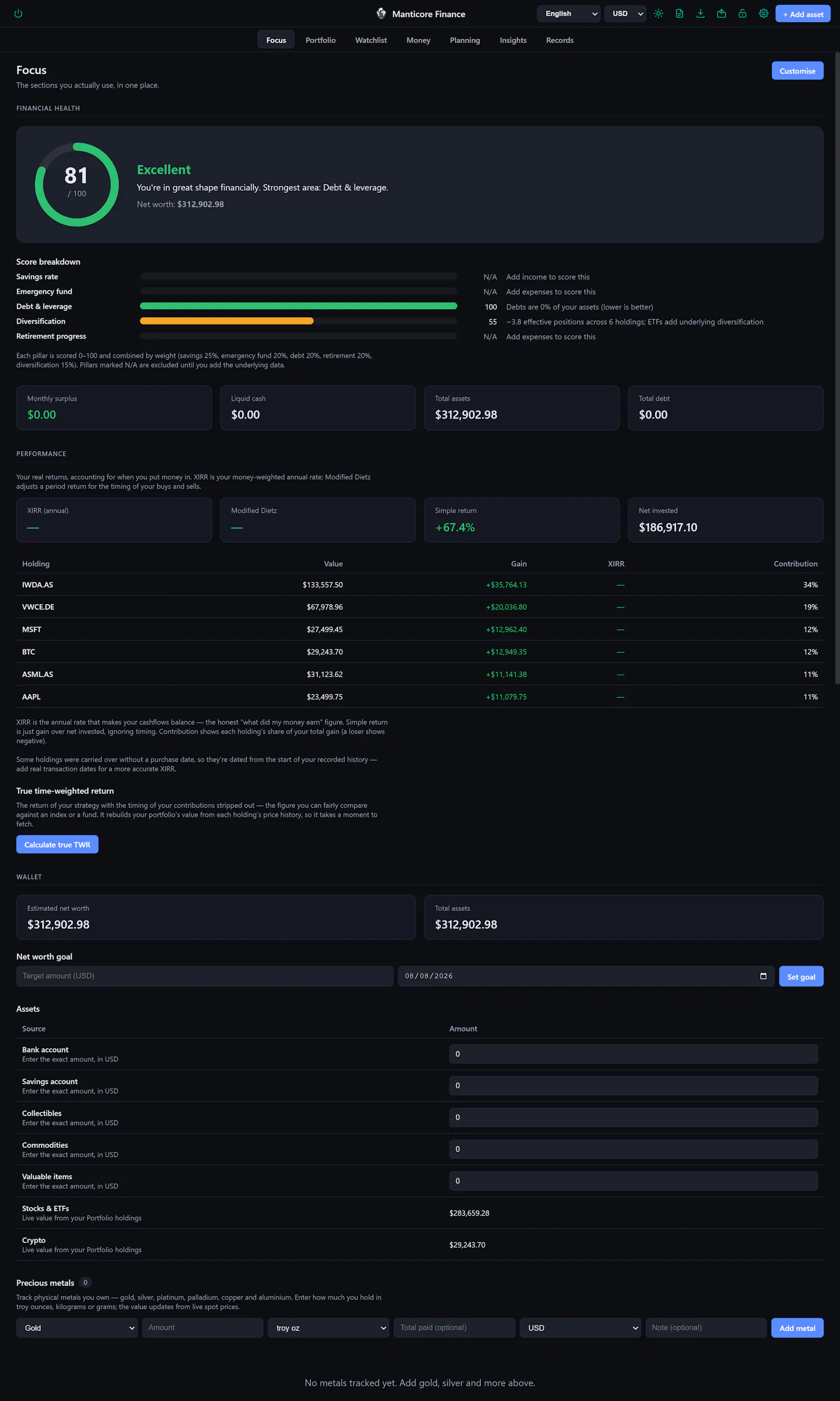Manticore Finance screenshot 2