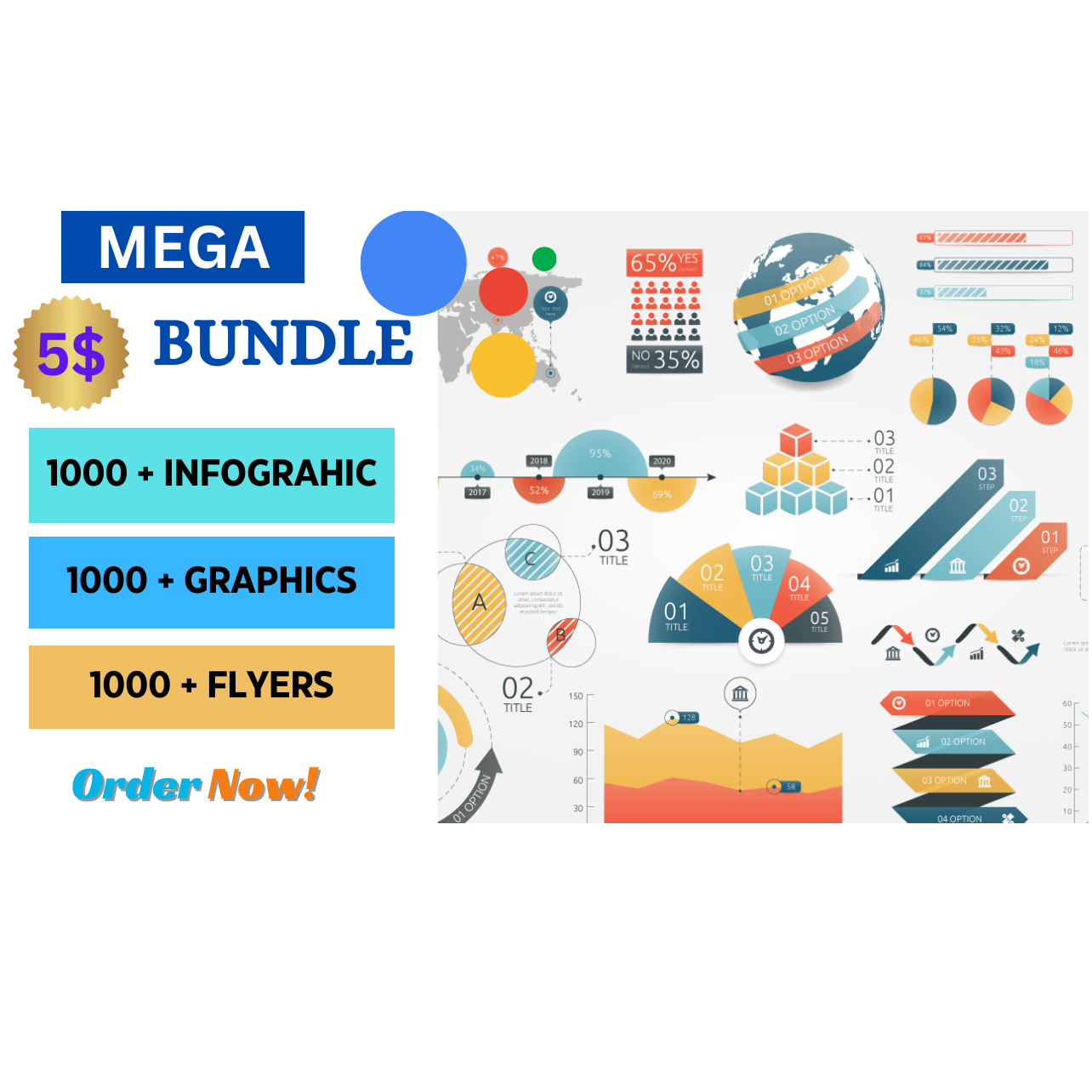 Mega bundle 1000+ infographic & 1000 + graphics and flyers