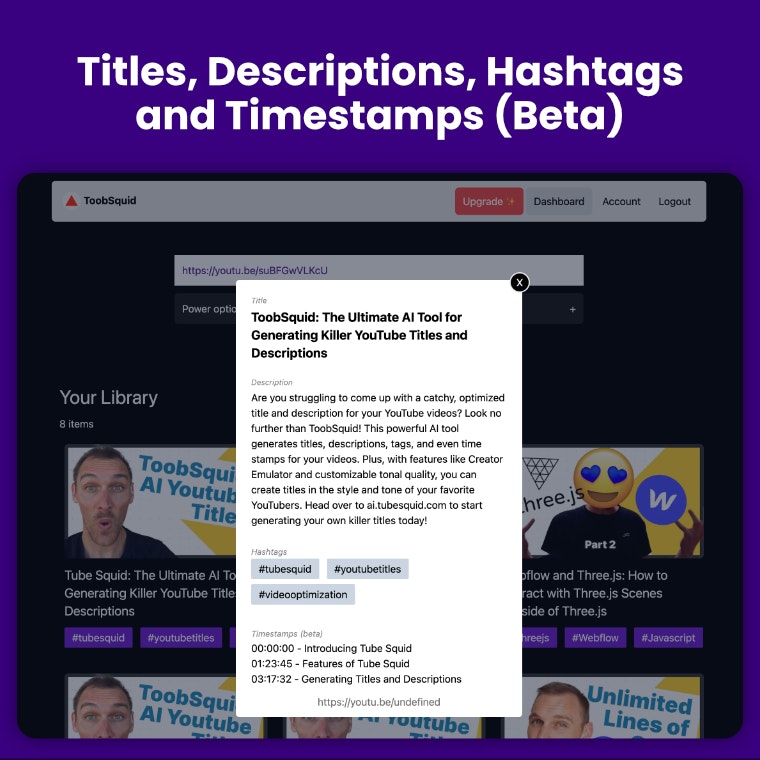 ToobSquid.ai - AI Youtube titles and descriptions, automatically, magically media 3