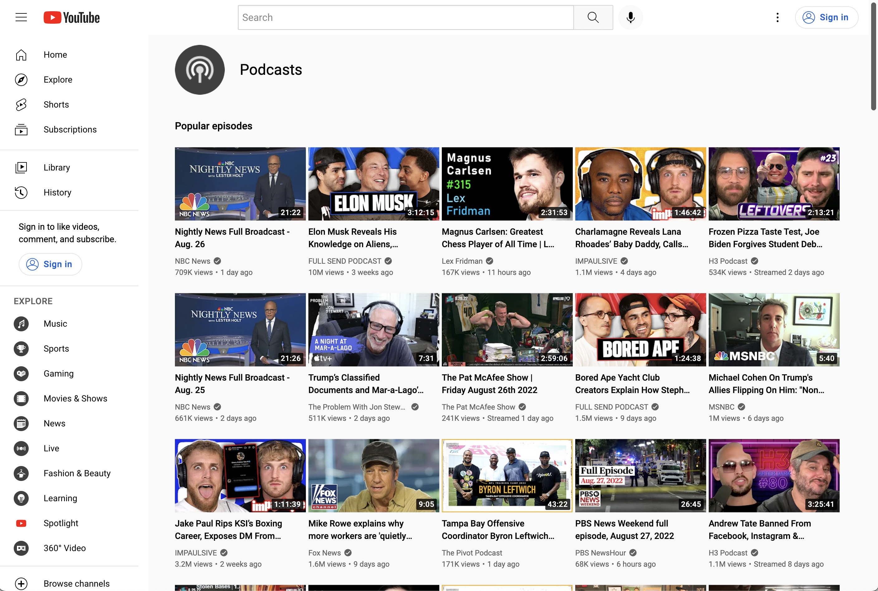 Podcasts do YouTube media 2