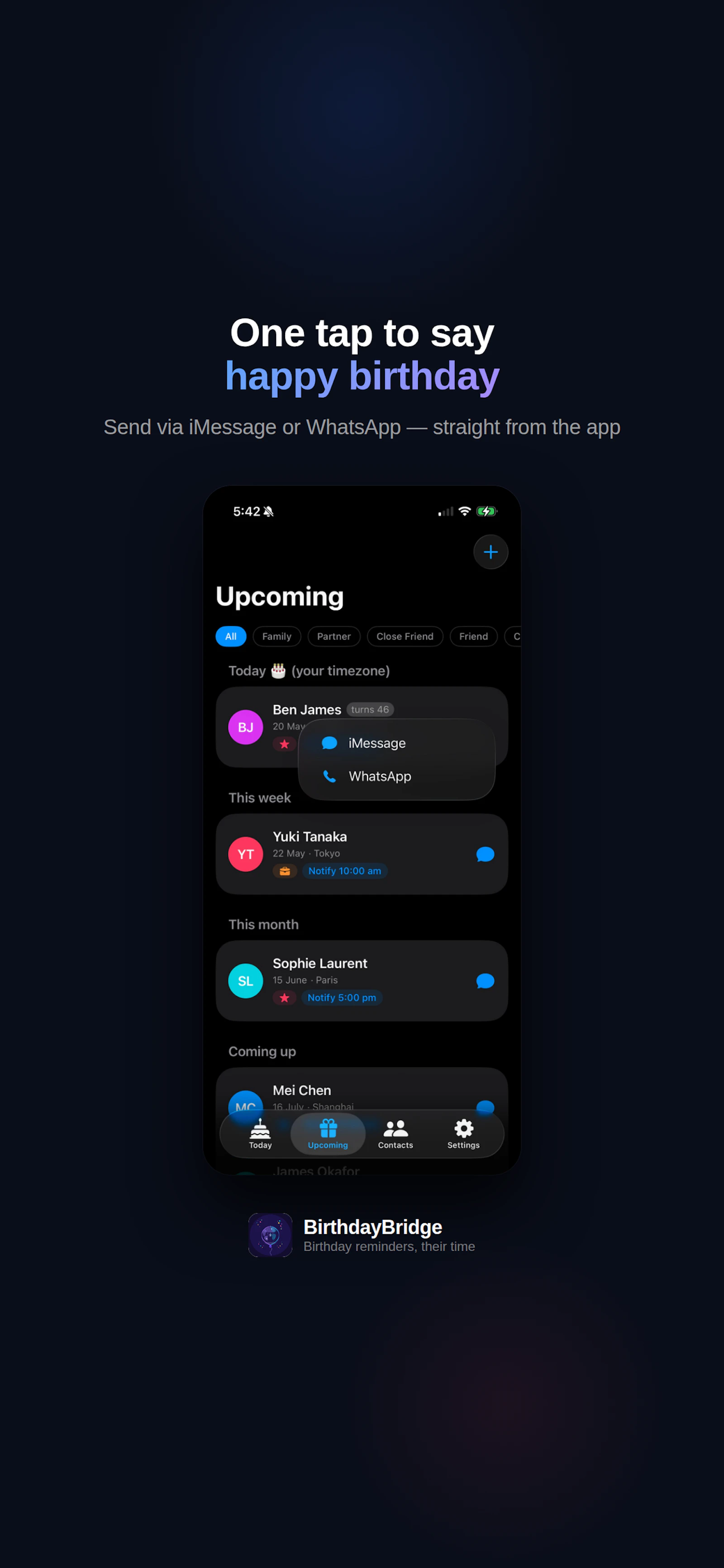 BirthdayBridge screenshot 1