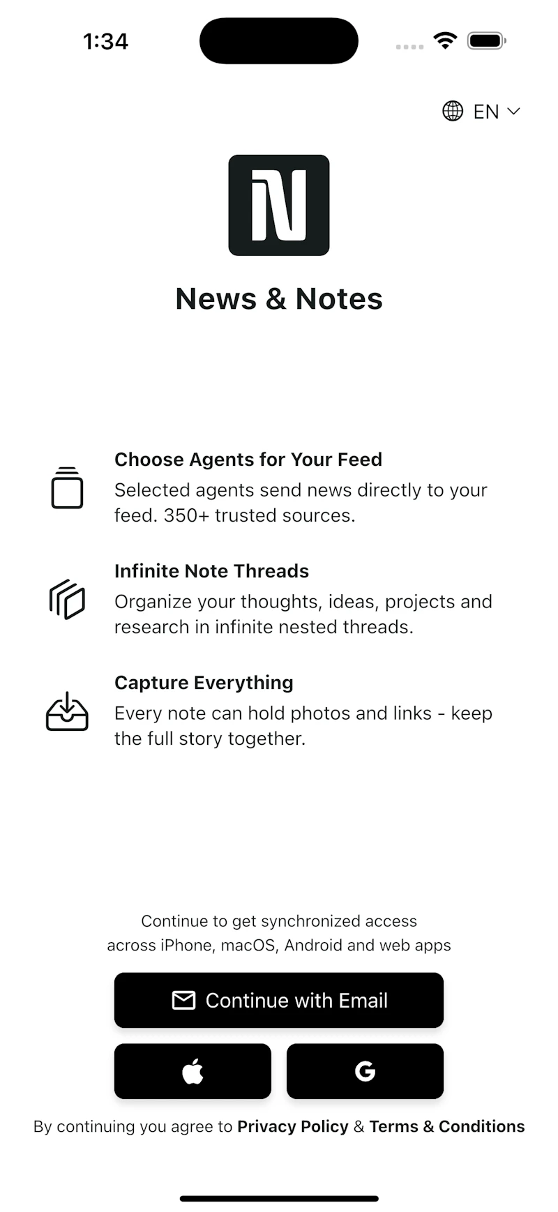 TheNote.app. News & Notes screenshot 1