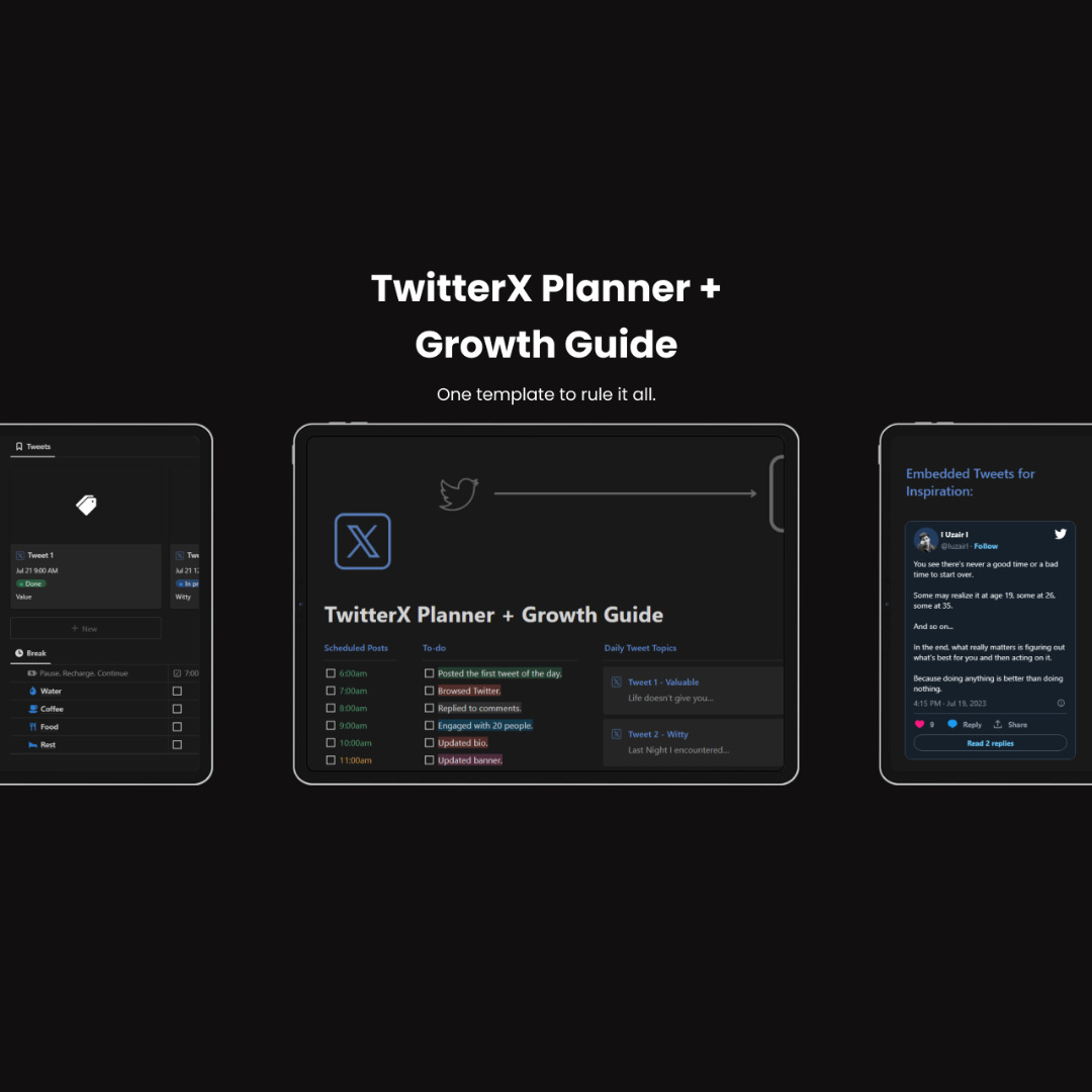 Notion - TwitterX Planner + Growth Guide