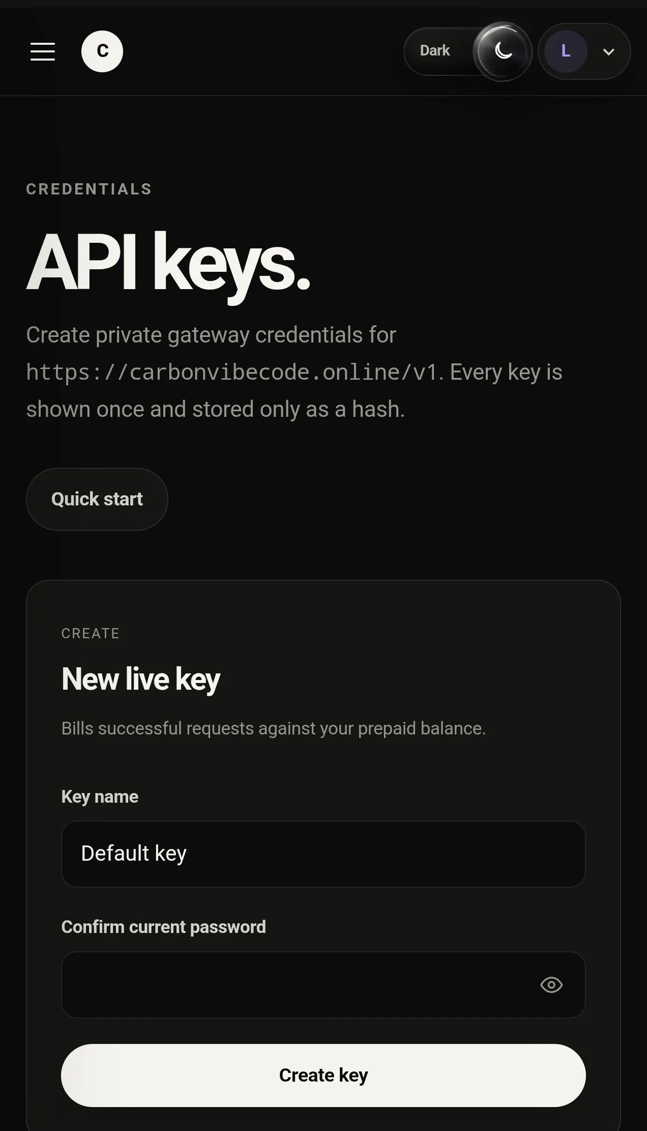 CarbonVibeCode -Multi Model API access  gallery image