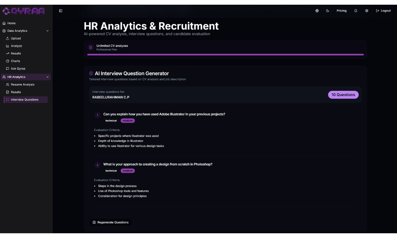 QYRAA.ai Understand Your Data Instantly  - Screenshot 4 showing product features and functionality