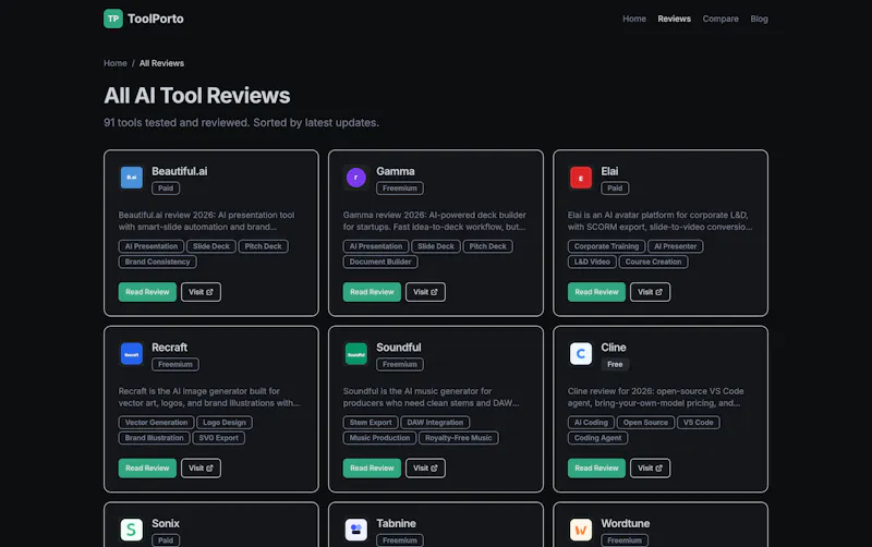ToolPorto — Honest AI Tool Reviews screenshot 2