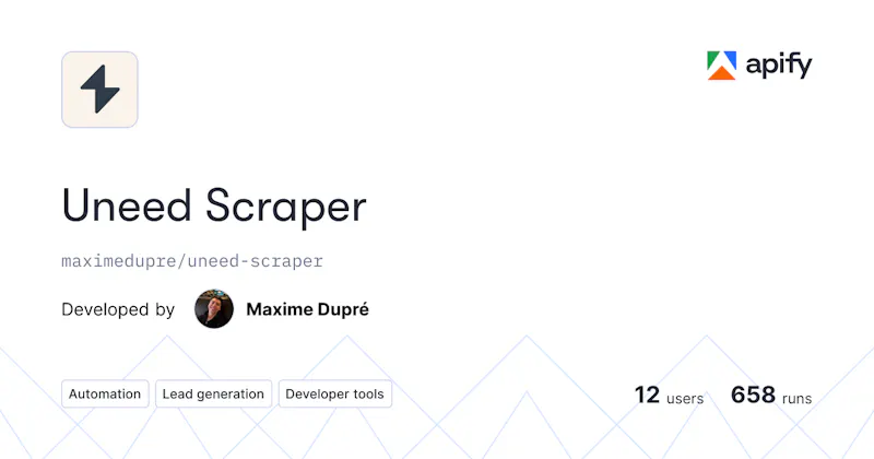 Uneed Scraper screenshot 1