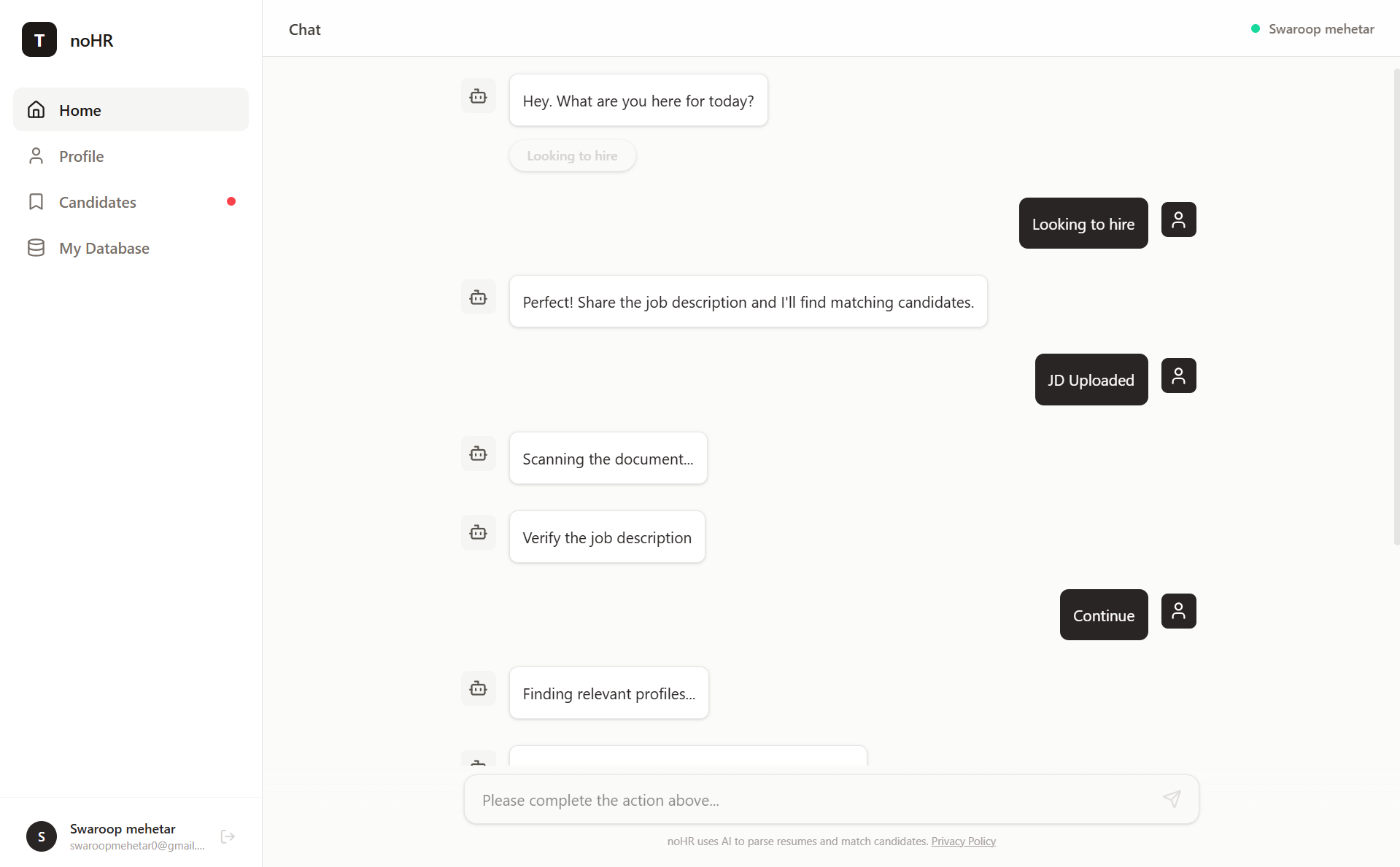 noHR - Screenshot 2 showing product features and functionality
