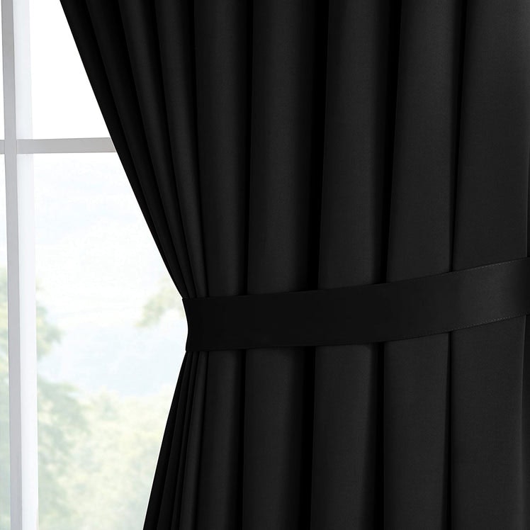 Black Blackout Eyelet Curtains gallery image