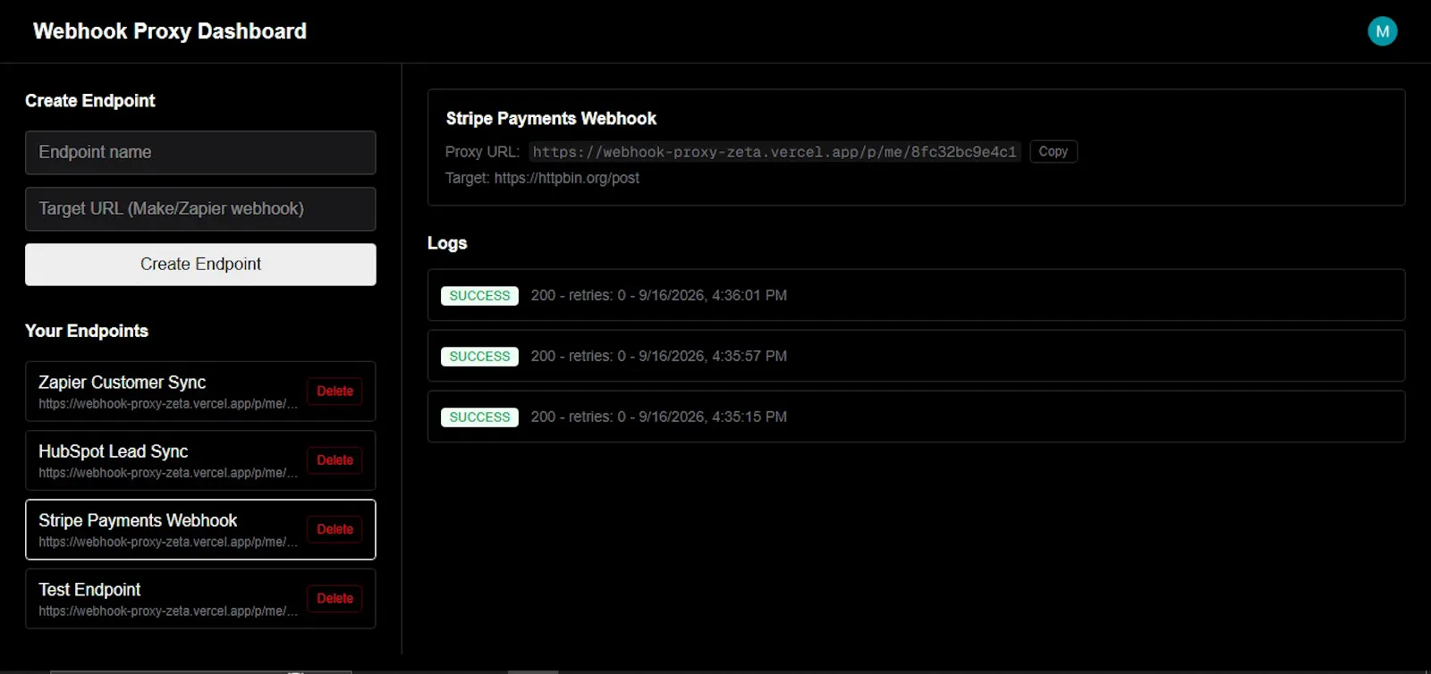 Webhook Proxy screenshot 1